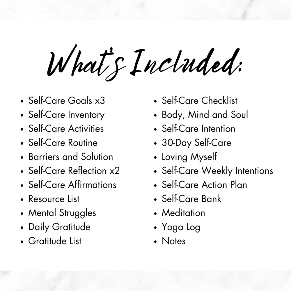 Self-Care Worksheets Instant Download
